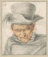 S 015
<br/>
Borststuk van een man met hoed en face
<br/>
<em>Dusart, Cornelis (1660-1704)</em>